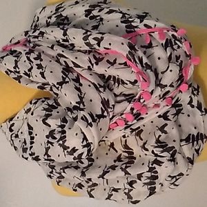 Aeropostale Womens Scarf Infinity Black White Pink Birds Prints